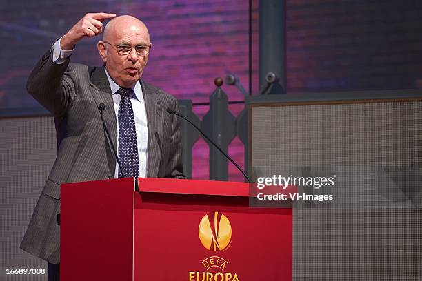 Michael van Praag during the UEFA Europa League trophy handover ceremony on April 18, 2013 at Amsterdam, The Netherlands.