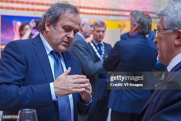 Michel Platini during the UEFA Europa League trophy handover ceremony on April 18, 2013 at Amsterdam, The Netherlands.