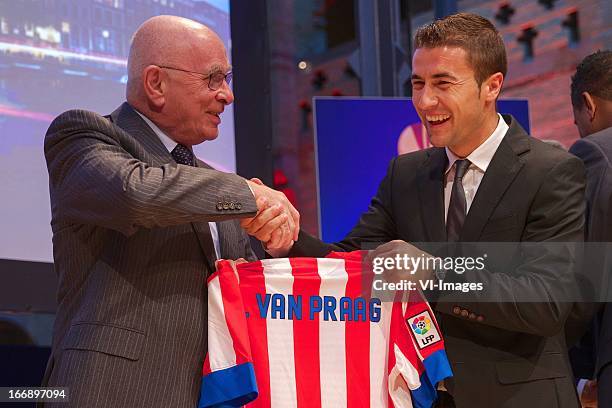 Michael van Praag, Gabi of Atletico Mardrid during the UEFA Europa League trophy handover ceremony on April 18, 2013 at Amsterdam, The Netherlands.