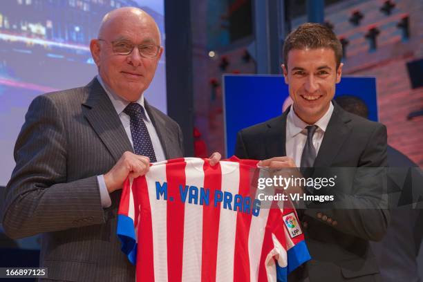 Michael van Praag, Gabi of Atletico Mardrid during the UEFA Europa League trophy handover ceremony on April 18, 2013 at Amsterdam, The Netherlands.