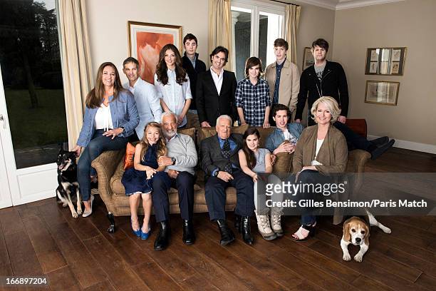 Actor Jean Paul Belmondo on the occasion of his 80th birthday is photographed with his family. Seated on the sofa daughter Stella, daughter of his...