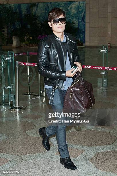 Leading South Korean actor Lee Byung-Hun is seen on departure to Japan at Gimpo International Airport on April 18, 2013 in Seoul, South Korea.