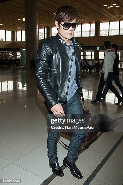 Leading South Korean actor Lee Byung-Hun is seen on departure to Japan at Gimpo International Airport on April 18, 2013 in Seoul, South Korea.