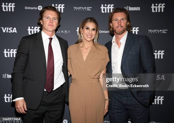 Trent Luckinbill, Molly Smith, and Thad Luckinbill attend the "Reptile" premiere during the 2023 Toronto International Film Festival at Princess of...