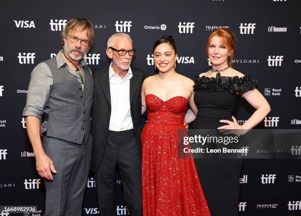 Guy Pearce, Lee Tamahori, Tioreore Ngatai-Melbourne, and Jacqueline McKenzie attend "The Convert" premiere during the 2023 Toronto International Film...