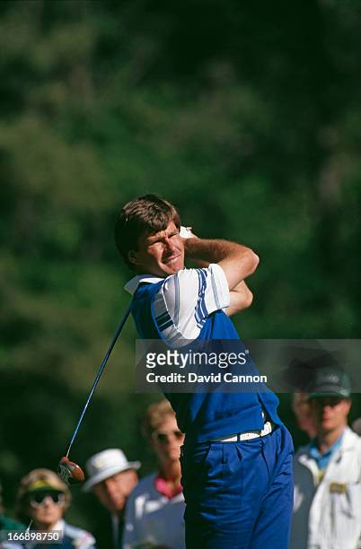 English golfer Nick Faldo at the US Masters Tournament at Augusta National Golf Club, Augusta, Georgia, 5th-8th April 1990. Faldo went on to win the...
