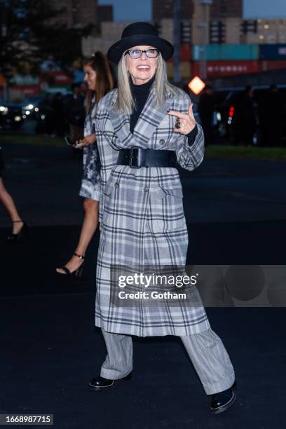 Diane Keaton attends the Ralph Lauren Fashion show during New York Fashion Week: The Shows at the Brooklyn Navy Yards on September 08, 2023 in New...