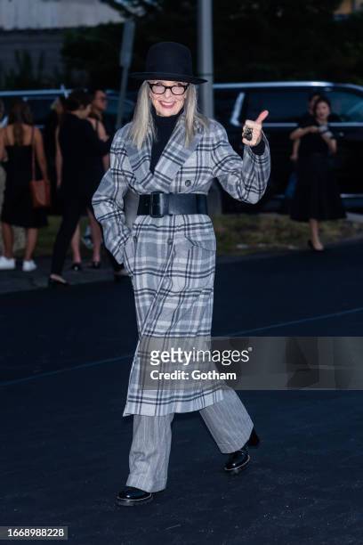 Diane Keaton attends the Ralph Lauren Fashion show during New York Fashion Week: The Shows at the Brooklyn Navy Yards on September 08, 2023 in New...