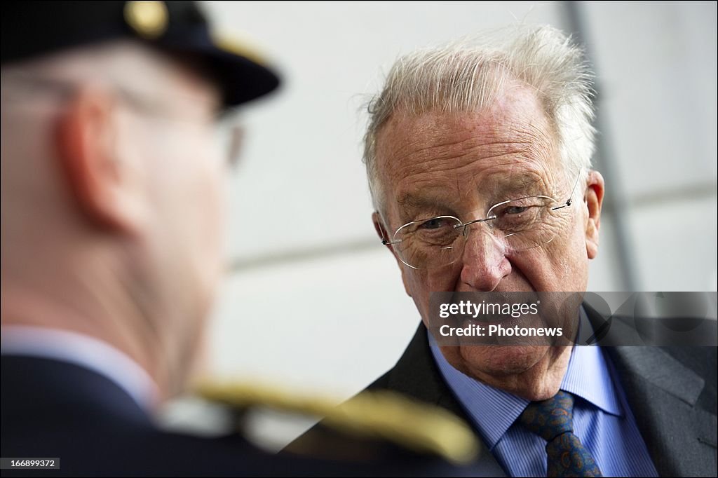 King Albert II Of Belgium Visits The Belgian Civil Protection Unit In Ghlin