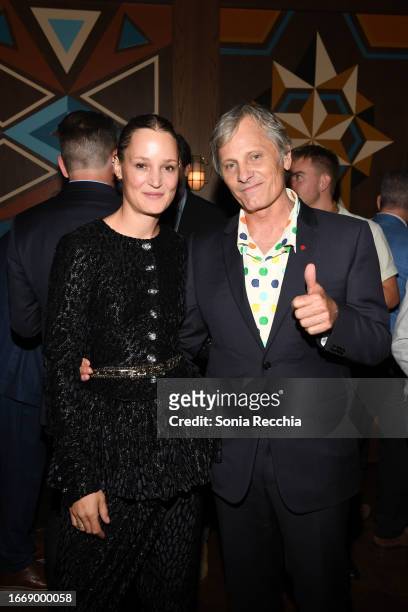 Vicky Krieps and Viggo Mortensen attend "The Dead Don't Hurt" premiere party hosted by World Class Canada and Audi Canada at Pink Sky during the...