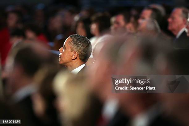 President Barack Obama attends an interfaith prayer service for victims of the Boston Marathon attack titled "Healing Our City," at the Cathedral of...