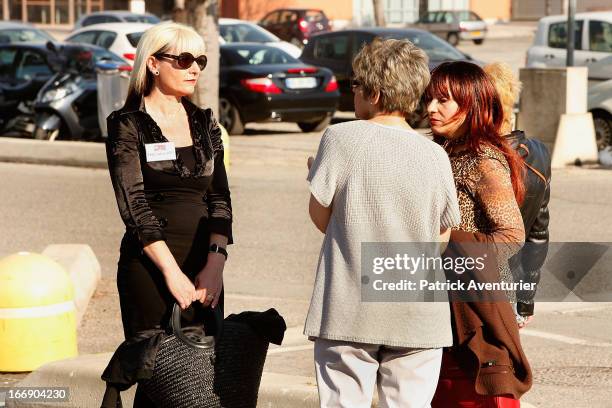 Women who received PIP breast implants arrive at the courthouse at Parc Chanot on April 18, 2013 in Marseille, France. Jean-Claude Mass and his PIP...