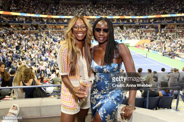 Yvonne Orji and Danai Gurira attend the US Open with Maestro Dobel Tequila, First Official Tequila Of The US Open at USTA Billie Jean King National...