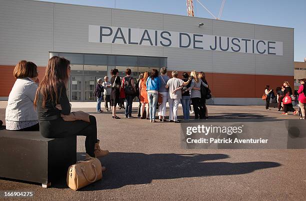 Women who received PIP breast implants arrive at the courthouse at Parc Chanot on April 18, 2013 in Marseille, France. Jean-Claude Mass and his PIP...