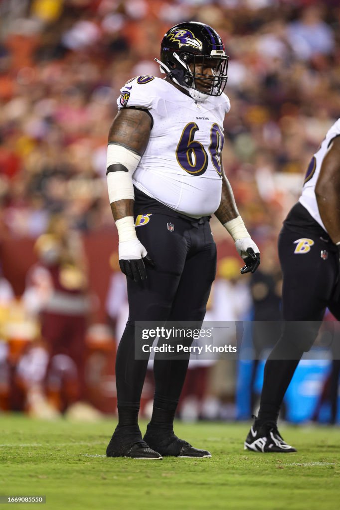 Kaieem Caesar of the Baltimore Ravens defends in coverage against the ...