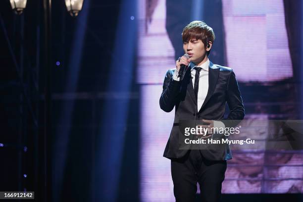 South Korean singer K. Will performs onstage during the Mnet 'M Countdown' at CJ E&M Center on April 18, 2013 in Seoul, South Korea.