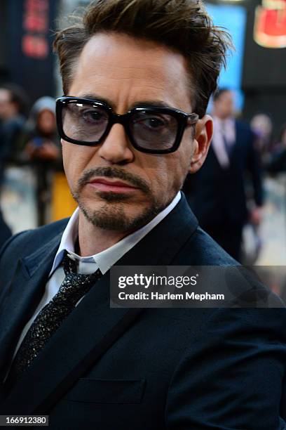 Robert Downey Jr is interviewed at the Special Screening of Iron Man 3 on April 18, 2013 in London, England.