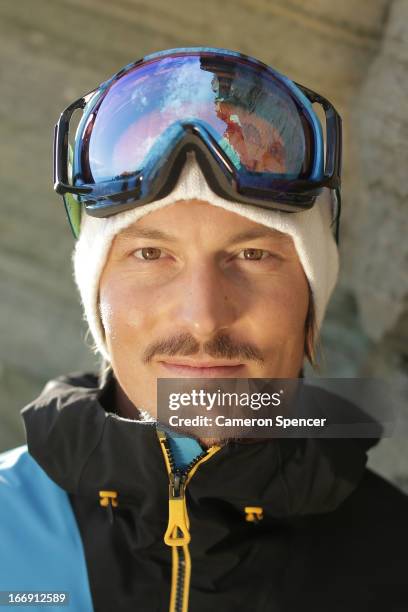 Australian snowboarder Alex 'Chumpy' Pullin poses during a portrait session at Watsons Bay on April 18, 2013 in Sydney, Australia. Pullin is the...