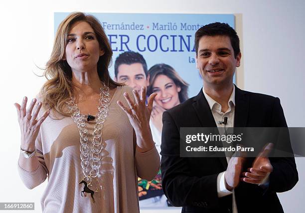 Marilo Montero and Sergio Fernandez attend 'Saber Cocinar. Recetas Ligjt' press conference at El Circulo de Lectores on April 18, 2013 in Madrid,...