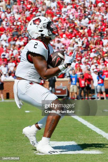 Ja'Quez Cross of the Arkansas State Red Wolves returns a kickoff for 16 yards against the Oklahoma Sooners in the first quarter against at Gaylord...