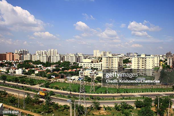 pan view of gurgaon - gurgaon stock-fotos und bilder