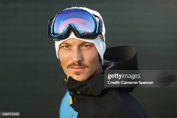 Australian snowboarder Alex 'Chumpy' Pullin poses during a portrait session at Watsons Bay on April 18, 2013 in Sydney, Australia. Pullin is the...