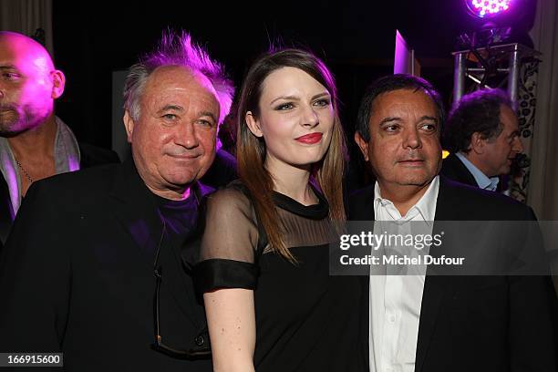 Andre Rau, Elodie Frege and Edouard Nahum attend the 'Divamour' Launch Party at Tres Honore Bar on April 18, 2013 in Paris, France.