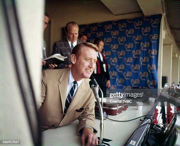 Pictured: Sportscaster Vin Scully in the 1960s --