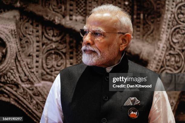 Prime Minister Narendra Modi of India waits to greet delegates to the G20 Leaders' Summit on September 9, 2023 in New Delhi, Delhi. This 18th G20...