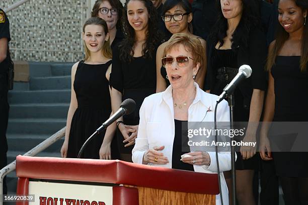 Carol Burnett attends the Carol Burnett Square naming ceremony and plaque unveiling on April 18, 2013 in Los Angeles, California.