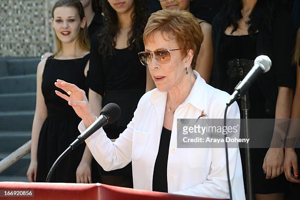 Carol Burnett attends the Carol Burnett Square naming ceremony and plaque unveiling on April 18, 2013 in Los Angeles, California.
