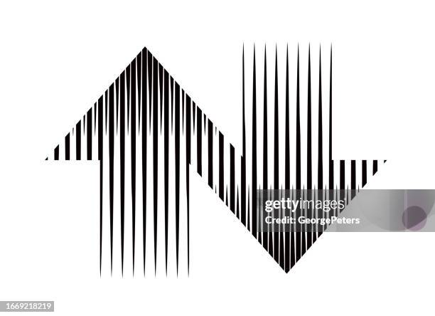 up and down arrow symbol with vertical stripes - two way traffic sign stock illustrations