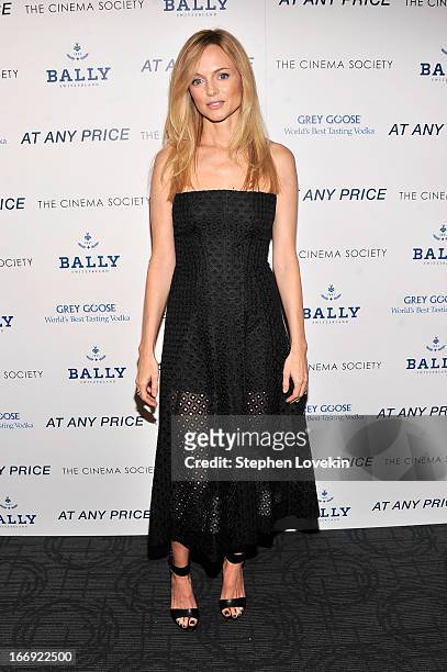 Actress Heather Graham attends the Cinema Society & Bally screening of Sony Pictures Classics' "At Any Price" at Landmark Sunshine Cinema on April...