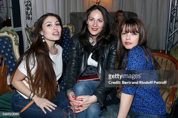 Yasmine Besson, Delphine de Thurkheim and Severine Ferrer attend 'Divamour' launch party at Tres Honore Bar on April 18, 2013 in Paris, France.