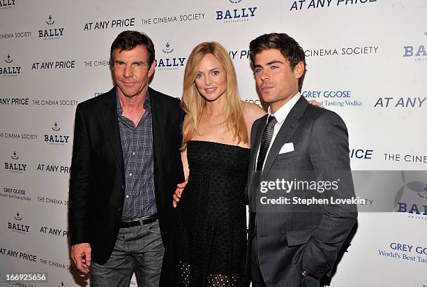 Actors Dennis Quaid, Heather Graham and Zac Efron attend the Cinema Society & Bally screening of Sony Pictures Classics' "At Any Price" at Landmark...