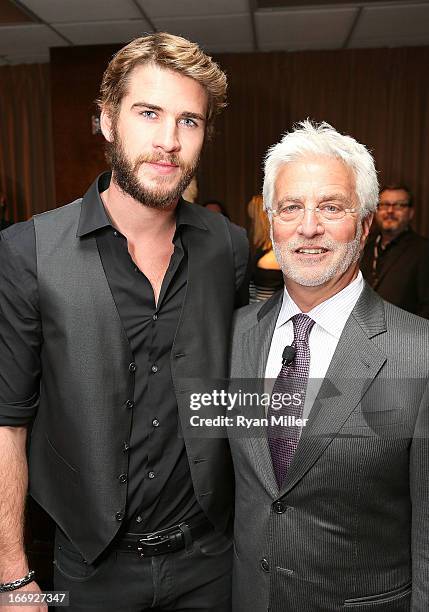 Actor Liam Hemsworth and Lionsgate Motion Picture Group Head Rob Friedman attend the Lionsgate CinemaCon Press Conference Invitational : An Exclusive...
