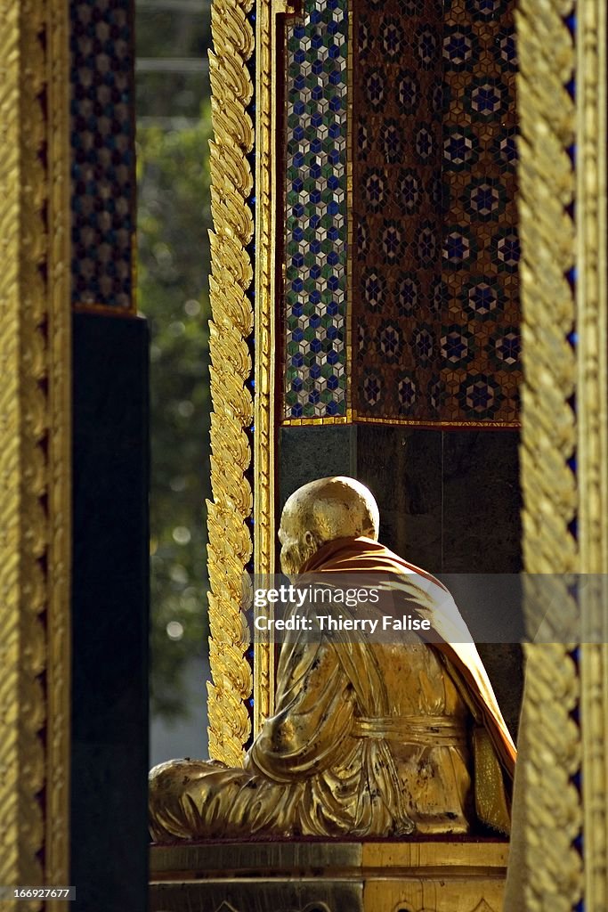 Statue of Buddhist monk, Wat Chang Hai, southern Thailand...