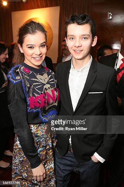 Actors Hailee Steinfeld and Asa Butterfield attend the Lionsgate CinemaCon Press Conference Invitational : An Exclusive Product Presentation...