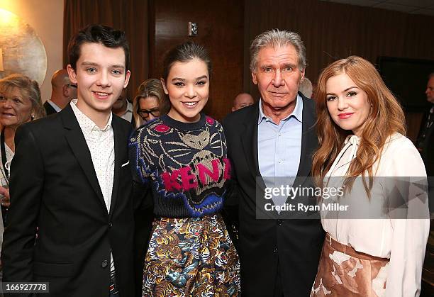 Actors Asa Butterfield, Hailee Steinfeld, Harrison Ford and Ilsa Fisher attend the Lionsgate CinemaCon Press Conference Invitational : An Exclusive...