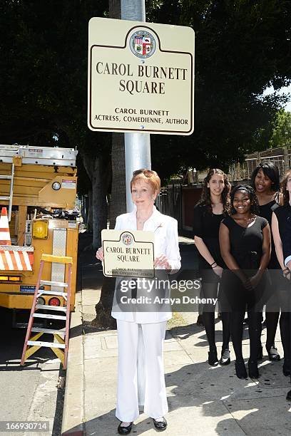 Carol Burnett attends the Carol Burnett Square naming ceremony and plaque unveiling on April 18, 2013 in Los Angeles, California.