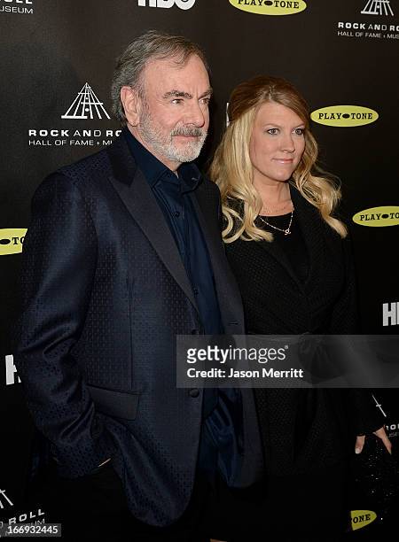 Singer Neil Diamond and Katie McNeil arrive at the 28th Annual Rock and Roll Hall of Fame Induction Ceremony at Nokia Theatre L.A. Live on April 18,...