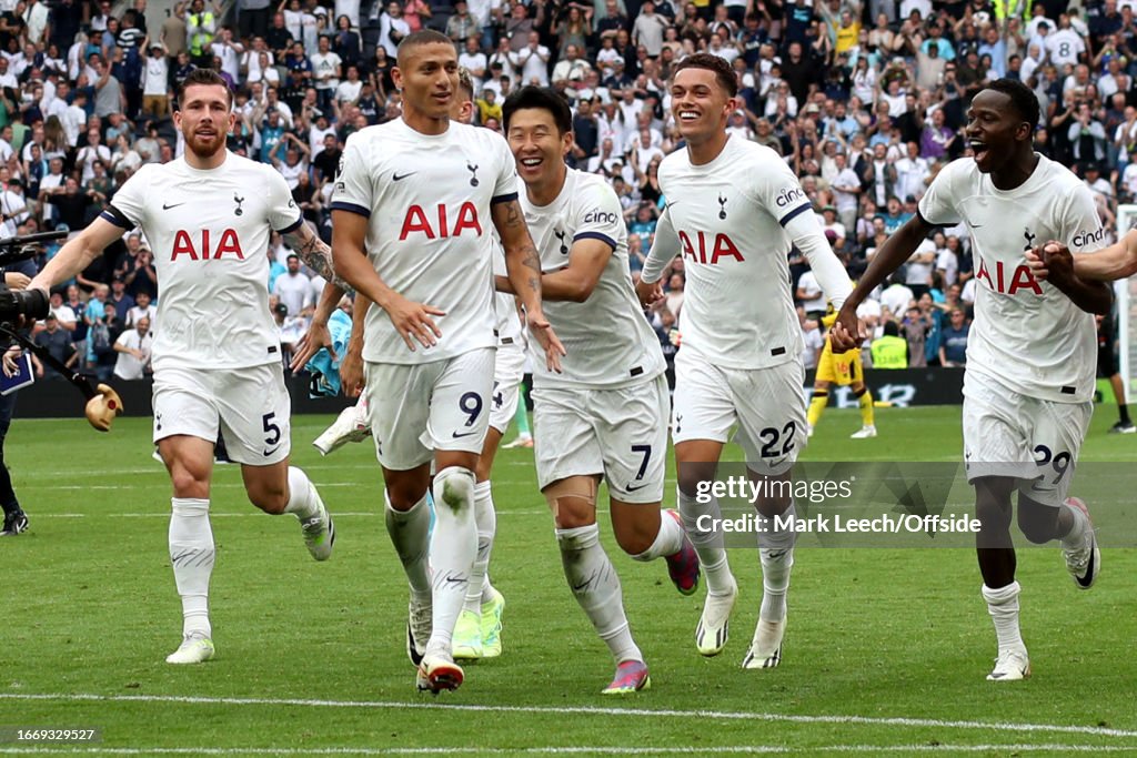 Richarlison of Tottenham Hotspur is pushed to the front of the News  Photo - Getty Images