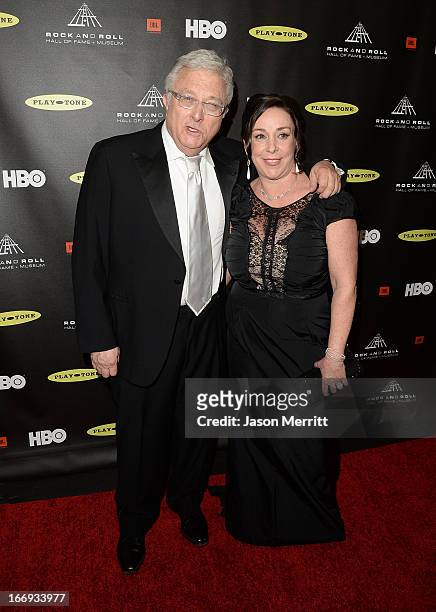 Inductee Randy Newmanm and wife Gretchen Preece arrive at the 28th Annual Rock and Roll Hall of Fame Induction Ceremony at Nokia Theatre L.A. Live on...