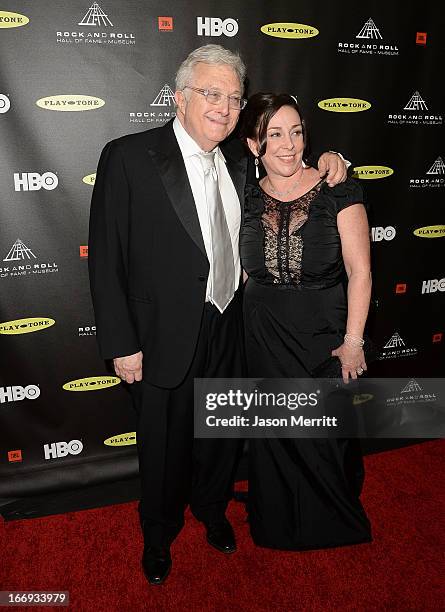 Inductee Randy Newmanm and wife Gretchen Preece arrive at the 28th Annual Rock and Roll Hall of Fame Induction Ceremony at Nokia Theatre L.A. Live on...