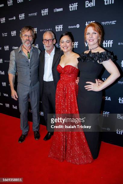 Guy Pearce, Lee Tamahori, Tioreore Ngatai-Melbourne, and Jacqueline McKenzie attend "The Convert" premiere during the 2023 Toronto International Film...
