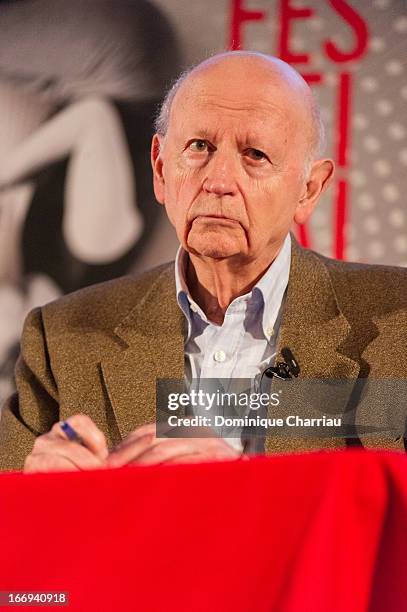 Gilles Jacob attends the 66th Cannes Film Festival Official Selection Presentation - Press Conference at Cinema UGC Normandie on April 18, 2013 in...