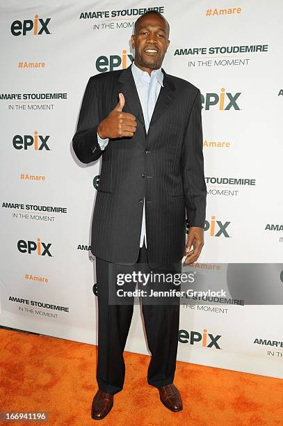 New York Knicks Coach Herb Williams attends EPIX premiere of Amar'e Stoudemire IN THE MOMENT on April 18, 2013 in New York City.