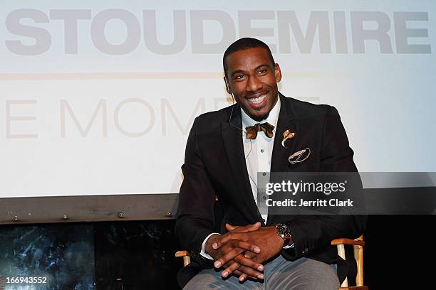 New York Knicks Forward Amar'e Stoudemire attends his the "Amar'e Stoudemire: In The Moment" New York Premiere at Marquee on April 18, 2013 in New...
