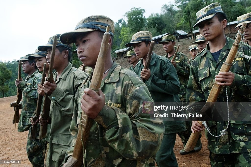 Officers from the Shan State Army -South (SSA-S) during a...