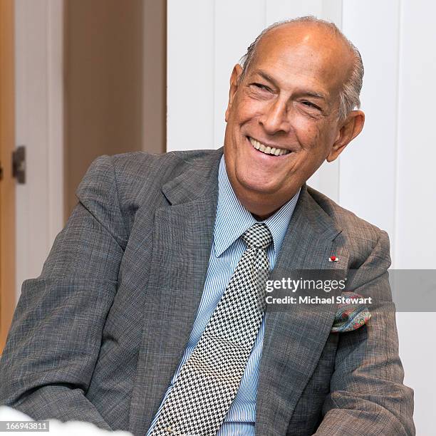 Designer Oscar de la Renta attends the Launch of his new fragrance, "Something Blue" at Bloomingdale's 59th Street on April 18, 2013 in New York City.